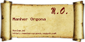 Manher Orgona névjegykártya